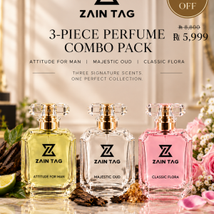 Zain Tag 3-piece perfume combo pack with Attitude for Man, Majestic Oud and Classic Flora perfumes