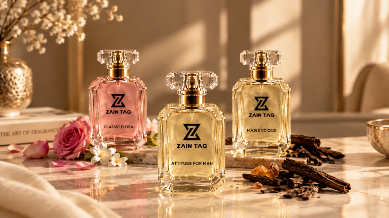 Perfume impressions in Pakistan — elegant fragrance bottles
